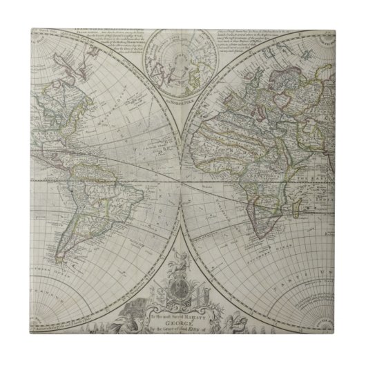 世界| 1736年の地図 タイル (正面)