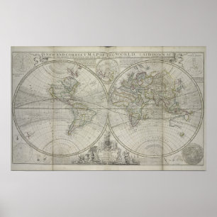 世界 1736年の地図 ポスター