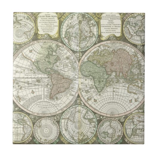 世界| 1744年の地図 タイル (正面)