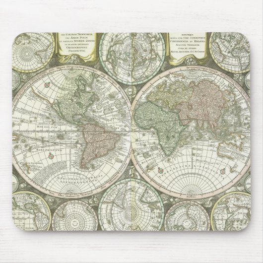 世界| 1744年の地図 マウスパッド (正面)