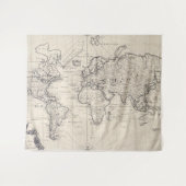 世界(1750年)のヴィンテージの地図 タペストリー (正面(横))