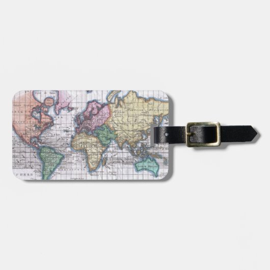 世界(1780年)のヴィンテージの地図 ラゲッジタグ (正面横)