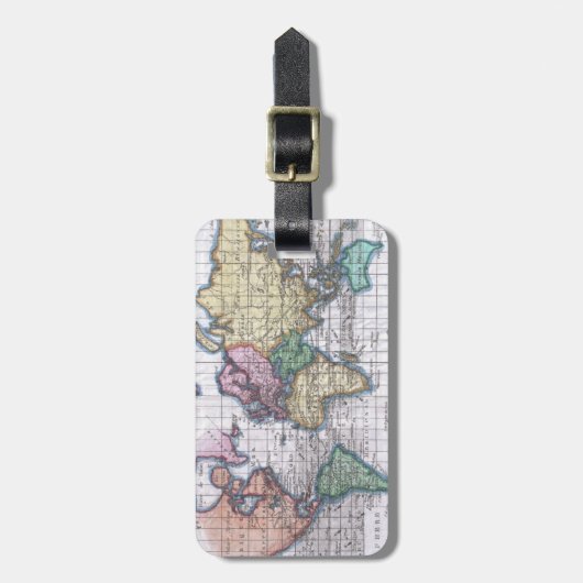 世界(1780年)のヴィンテージの地図 ラゲッジタグ (正面縦)