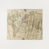 世界(1800年)のヴィンテージの地図 タペストリー (正面(横))