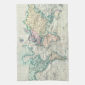 世界(1801年)のヴィンテージの地図 キッチンタオル (縦)