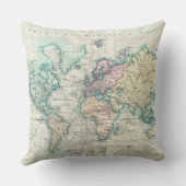 世界(1801年)のヴィンテージの地図 クッション (裏面)