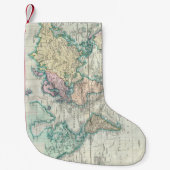 世界(1801年)のヴィンテージの地図 スモールクリスマスストッキング (正面)