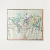 世界(1801年)のヴィンテージの地図 タペストリー (正面(横))