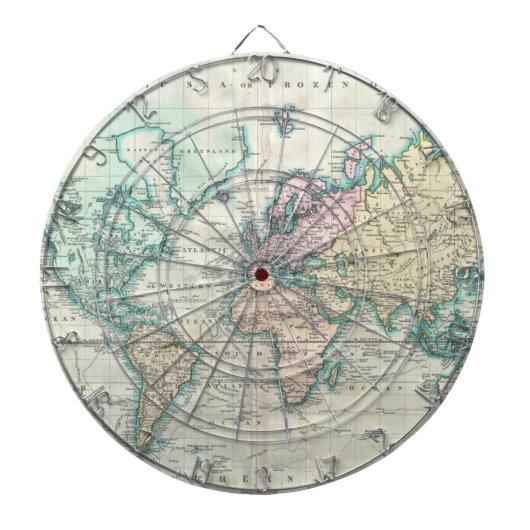 世界(1801年)のヴィンテージの地図 ダーツボード (正面)