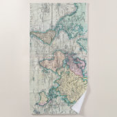 世界(1801年)のヴィンテージの地図 ビーチタオル (正面)