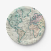 世界(1801年)のヴィンテージの地図 ペーパープレート (正面)