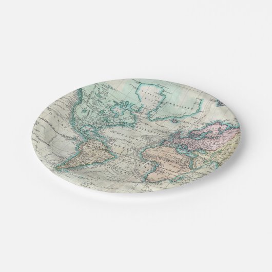 世界(1801年)のヴィンテージの地図 ペーパープレート (アングル)