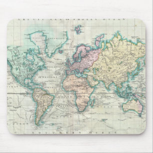 世界(1801年)のヴィンテージの地図 マウスパッド
