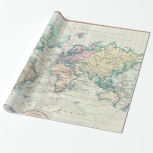 世界(1801年)のヴィンテージの地図 ラッピングペーパー