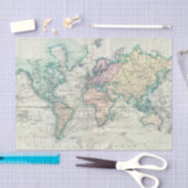 世界(1801年)のヴィンテージの地図 薄葉紙 (クラフト)