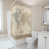 世界(1823年) 2のヴィンテージの地図 シャワーカーテン (インサイチュ)
