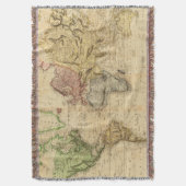 世界(1831年)のヴィンテージの地図 スローブランケット (正面縦)