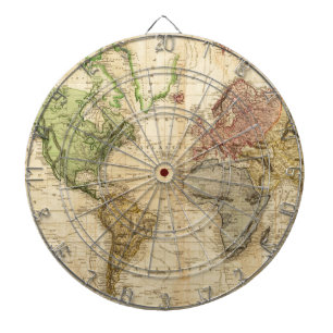 世界(1831年)のヴィンテージの地図 ダーツボード