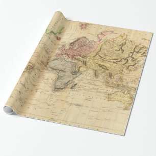 世界(1831年)のヴィンテージの地図 ラッピングペーパー