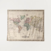 世界(1833年)のヴィンテージの地図 タペストリー (正面(横))