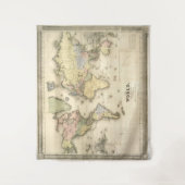 世界(1840年)のヴィンテージの地図 タペストリー (正面)