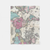 世界(1852年)のヴィンテージの地図 フリースブランケット (正面)