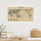 「世界：1853年の嘉栄6年日本の地図… ポスター (キッチン)