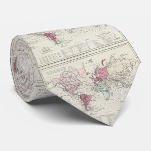 世界(1865年)のヴィンテージの地図 ネクタイ