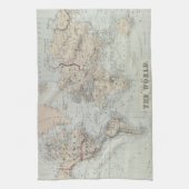 世界(1875年)のヴィンテージの地図 キッチンタオル (縦)