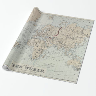 世界(1875年)のヴィンテージの地図 ラッピングペーパー