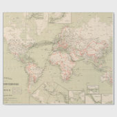 世界(1898年)のヴィンテージの地図 ラッピングペーパー (フラット)
