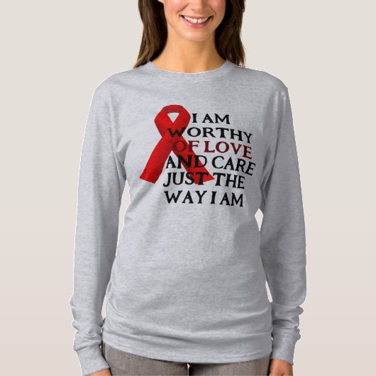 世界HIV/AIDSデー自己愛認識度引用文 Tシャツ (正面)