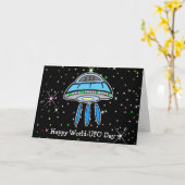 世界UFOデーおめでとう!6月24日または7月2日 カード (黄色い花)