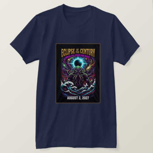 世紀の皆既日食クトゥルフ・ラヴクラフト Tシャツ (デザイン正面)