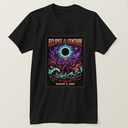 世紀の皆既日食クトゥルフ ラヴクラフト Tシャツ (デザイン正面)