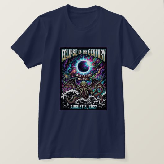 世紀の皆既日食クトゥルフ・ラヴクラフト Tシャツ (デザイン正面)