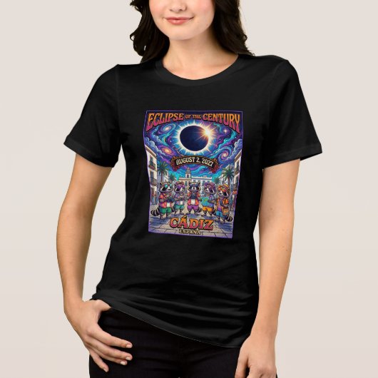 世紀の皆既日食 2027年8月2日 カディスグループTシャツ トライブレンドTシャツ (正面)