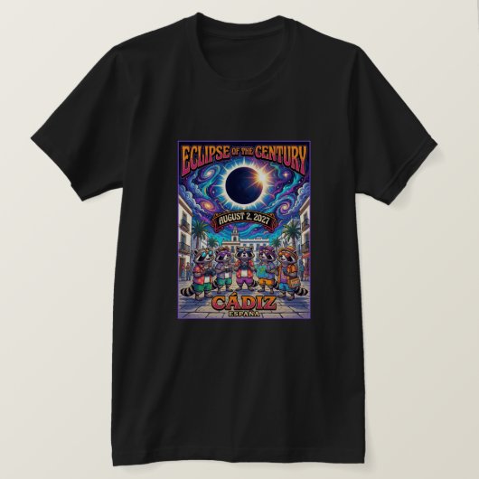 世紀の皆既日食 2027年8月2日 カディス・グループ  Tシャツ (デザイン正面)