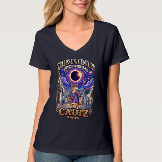 世紀の皆既日食 2027年8月2日 カディス Tシャツ (正面)