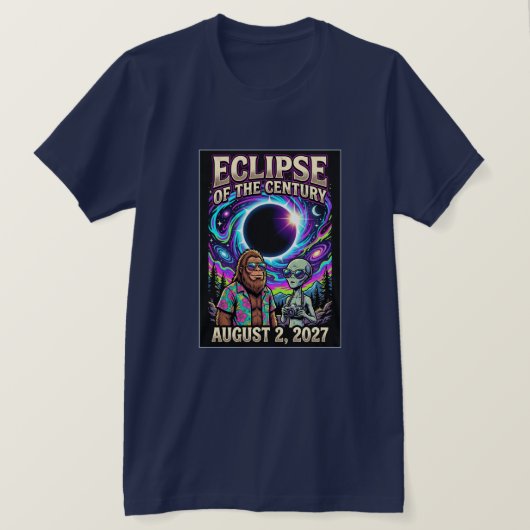 世紀の皆既日食 2027年8月2日 歴史的イベント Tシャツ (デザイン正面)