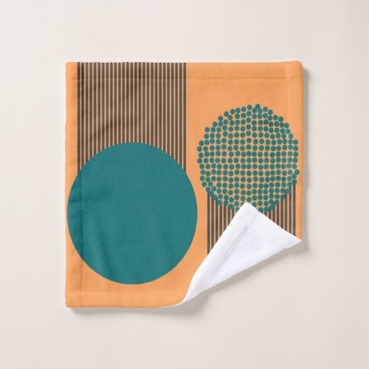 世紀中モダン期の円と線 バスタオルセット (ウォッシュタオル)