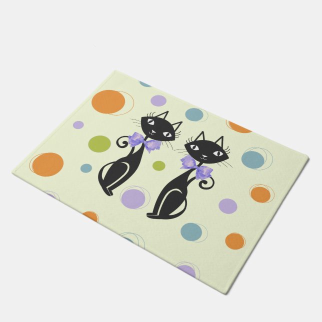 世紀中モダン期の猫 ドアマット (アングル)