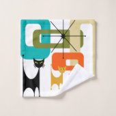 世紀中モダン期の猫 バスタオルセット (ウォッシュタオル)