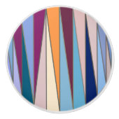 世紀中期の三モダン角形、青、紫、金ゴールド セラミックノブ (正面)