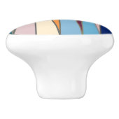 世紀中期の三モダン角形、青、紫、金ゴールド セラミックノブ (側面)