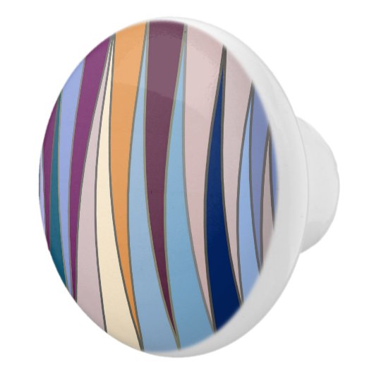 世紀中期の三モダン角形、青、紫、金ゴールド セラミックノブ (右)