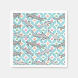 世紀中流を泳ぐサメ スタンダードカクテルナプキン