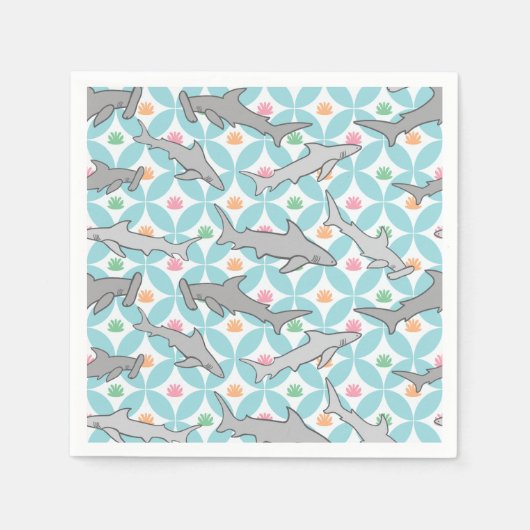 世紀中流を泳ぐサメ スタンダードカクテルナプキン (正面)