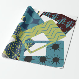 世紀中葉の丸形のモダン長方形 ラッピングペーパー