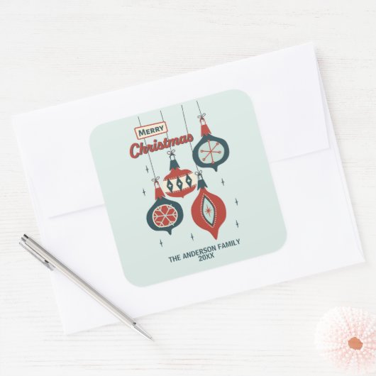 世紀中葉の原子クリスマス スクエアシール (封筒)